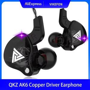 QKZ AK6 인이어 이어폰 6 다이나믹 드라이버 유닛 헤드폰(마이크 포함) 스테레오 스포츠 HIFI 서브우퍼 헤