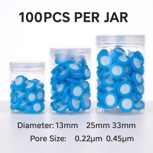 PES PVDF PTFE 나일론 MCE PP GF 주사기 필터 13 25 33mm 0.22um 0.45um 멸균 실험실 샘플 준비 저단백 결