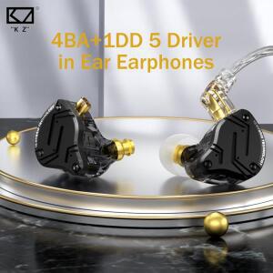KZ ZS10 Pro X 이어폰 4BA + 1DD 하이브리드 드라이버 HiFi 스포츠 소음 차단 버드 (2 핀 분리형 케이블 포