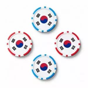 태극기 볼마커 4개 1세트판매 라운딩 필드용품 골프 악세사리 개...
