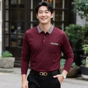 중년 남성 긴팔 카라 티셔츠 아빠 환갑 생일 선물 봄 가을 데일리룩 큰옷