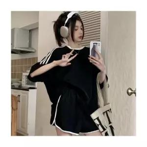 오버핏 외출복 트레이닝세트 투피스 루미나D 코디 배색 반바지 데일리