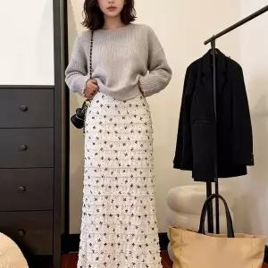 롱스커트 리본 레이스 밴딩 치마 봄 가을 하객룩 데이트룩 오피스룩 사무실룩