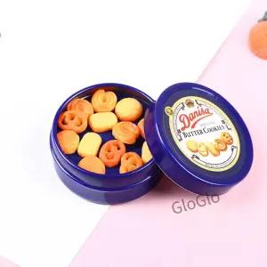 1Pcs 1/12 인형 집 덴마크어 쿠키 블루 주석 상자 세트 주방 Diy 액세서리