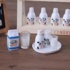 6pcs 귀여운 소형 인형 집 시뮬레이션 우유 병 및 컵 ob11 blyth 액세서리