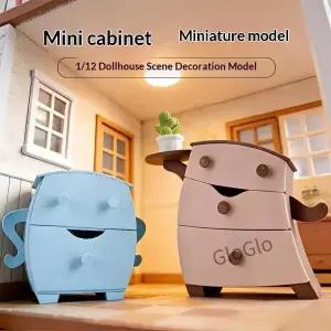 만화 스타일 수납장 1/12 가구 모델 인형의 집 놀이방 DIY 홈 데코에