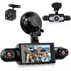 Orderich 360°Dash Cam 전후방 내장 좌우 4채널 FHD 1080P 자동차용 3 야간 시야 Dashcams 루프 녹화 모션
