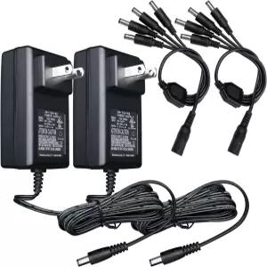 UL 인증 2PCS 12V 2A 2000mA 6피트 전원 공급 어댑터 4방향 DC 스플리터 케이블 포함 LED 스트립 조명용