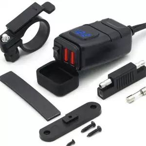 오토바이 usb 충전기 퀵차지 듀얼 핸들 스쿠터 고속 충전기 전압 표시 스마트폰 휴대폰 핸드폰 방수 2구