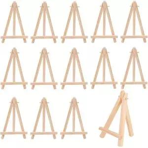 Markeny 14팩 우드 디스플레이 작은 캔버스 전시용 6 나무 삼각대 스탠드 DIY 공예 선물 홈 데코