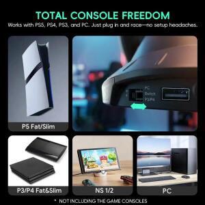 PS5 호환/PS4 호환/PS3 호환/스위치/NS2/PC 컴퓨터/안드로이드 호환 TV 레이싱 게임용 스티어링휠 호환