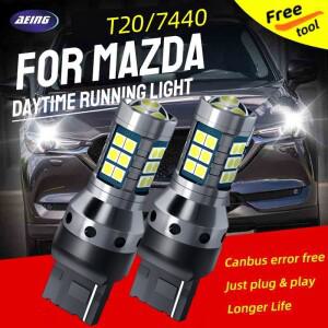 2pcs 자동차 W21/5W LED Blub 주간 러닝 라이트 7443 DRL For Mazda 2 DJ 3 BP BT-50 CX-30 CX-5 KF RF Tar