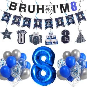 남자아이 10살 생일 파티 용품 세트 블루 숫자 10 풍선 배너 장식