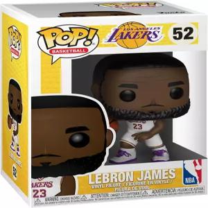 Funko POP! NBA 레이커스 - 르브론 제임스 (화이트 유니폼) 공식 굿즈 선반 진열용 수집용 비닐 피규어