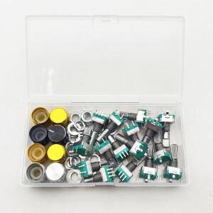 EC11 로터리 엔코더 하프/플럼 샤프트 5핀 코드 스위치 박스 세트 디지털 전위차계 핸들 길이 15mm 20mm