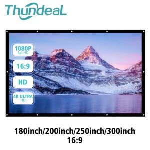 ThundeaL Supersize 180 200 250 300 인치 휴대용 프로젝터 스크린 캔버스 커튼 커튼 홈 야외 사무실