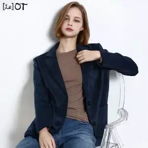 [르오트(LeOT)] 스웨이드대열풍! 인조스웨이드 테일러카라 세미오버핏 재킷-사이즈 55~88다양