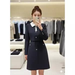 [롯데백화점]SOUP 배색카라 리본브롯지 투인원형 하객원피스  SC3OPM0