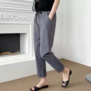 여자 허리밴딩 아이스 원단 슬랙스 스타일 배기 팬츠