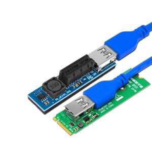 NVME M.2 M 키-PCI-E X1 라이저 카드 PCI Express 커넥터 1X 60cm USB3.0 케이블 확장 포트 어댑터 익스텐