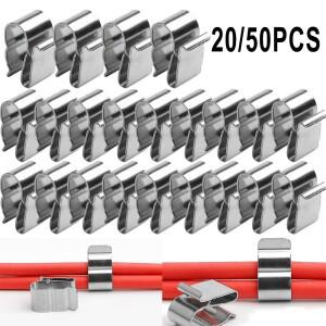 20/50pcs 실버 태양 PV 케이블 2x6mm 전지 패널 와이어 클립 스테인레스 스틸 클램프 배선 보트에