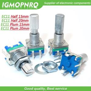 10PCS EC11 15mm / 20mm 하프/플럼 축 로터리 엔코더 핸들 코드 스위치 디지털 전위차계 5Pin New Diy IGMO