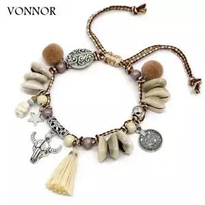 여성용 쉘 앵클릿 Boho Foot Jewelry Beach 맨발 샌들 발목 팔찌 앵클 스트랩 액세서리