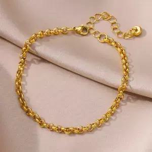 위한 Ank 스테인레스 스틸 골드 컬러 체인 Anklet 여성 여름 해변 액세서리 발 다리 팔찌 새로운 패션