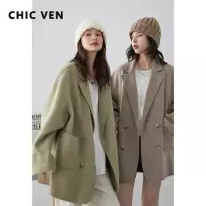 CHIC VEN 여성용 모직 코트 패션 솔리드 루즈 웜 자켓 캐주얼 오 레이디 의류 봄 가을 신상 2026