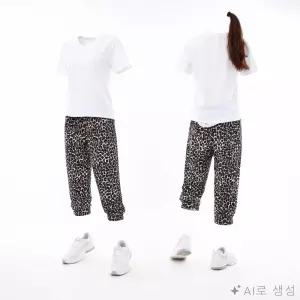일꼽 여성용 7부 쿨바지 FREE 호피그레이 쿨링조거팬츠
