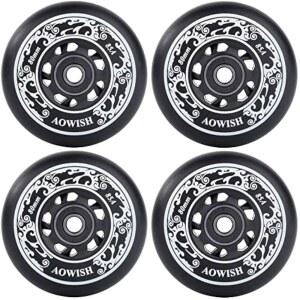 AOWISH 인라인 스케이트 휠 아웃도어 아스팔트 포뮬러 4개 세트 (검정 68MM) | ABEC-9 베어링과 플로팅 스페이서가 적용된 85A SHR 롤러 하키 블레이드 스쿠터 립스틱 등과 호환됩니다