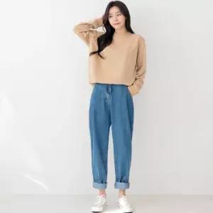 여자 오버핏 배기 청바지 일자 와이드 데님 팬츠 부츠컷 블랙진 여성청바지DJW-JEA-SHSSGWJ24D-중청-R1