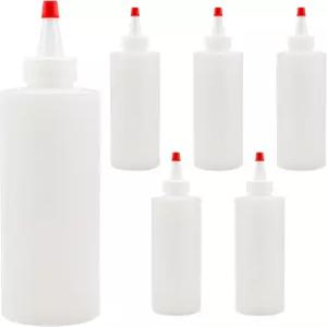 코누코피아 브랜드 8온스 HDPE 플라스틱 압착 병 요커 팁 포함 6팩 예술 공예 및 주방용 빈 리필 가능한