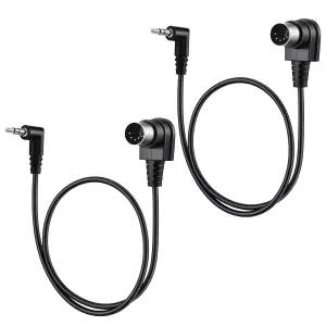 Xelsluthe 2개입 MIDI 케이블 3.5mm 꺾임형 일자형 TRS 스테레오 수 Jack 5핀 Din 플러그 변환 코드 좁은