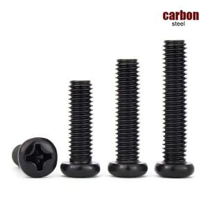 10/100pcs PM M1 M1.2 M2 M2.5 M3M 호환3.5M4M5M6 검정색 탄소강 필립스 호환 팬 둥근 머리 기계 컴퓨터 나