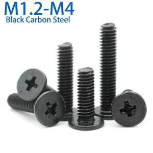 50pcs M1.2 M2 M2.5 M3 M4 탄소강 크로스 필립스 호환 노트북 컴퓨터 안경 전화 용 초박형 플랫 헤드 나사