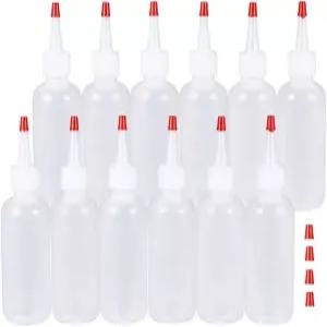 측정 및 빨간 팁 캡이 있는 베네크레아트 12PCS 4온스 플라스틱 스퀴즈 디스펜싱 병 - 공예 예술 접착제
