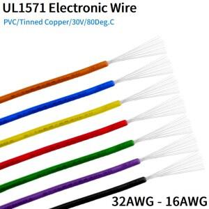 환경 PVC 절연 주석 도금 구리 와이어 DIY 라인 LED 전자 케이블 UL1571 32 30 28 26 24 22 20 18 16 AWG 5