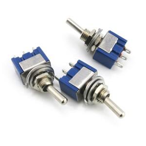 10 개/몫 소형 토글 스위치 MTS-102 SPDT 6A 125VAC/3A 250VAC 미니 레버 3 핀 ON/ON 고