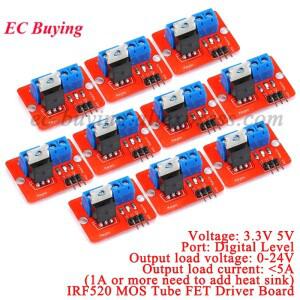 [호환품]1Pc-10Pcs IRF520 MOS 드라이버 보드 모듈 MCU ARM 라즈베리 파이 디머용 디지털 레벨 0-24V 탑 모