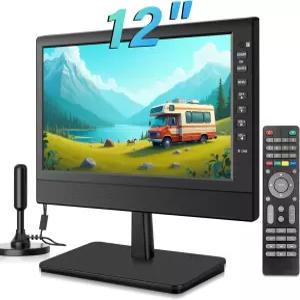 Jexiop 12인치 휴대용 평면 TV 디지털 튜너-HDMI-USB-헤드폰 잭-AC/DC-12V 입력-사용 주방 카라반 및