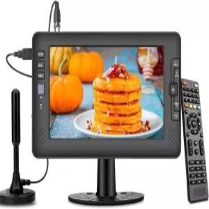 디지털 ATSC 튜너 USB 포트 AV 입력 내장 충전식 배터리 캠핑용 미니 TV 카라반 주방용 Jexiop 9인치 IPS
