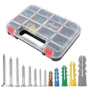 HongWay 370pcs 드라이월 앵커 및 나사 모음 키트 5가지 크기의 벽 플랫 헤드 아트 새 홈 데코용 그림 걸이