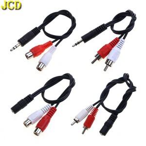 JCD 3.5mm 잭 남성-여성 2 RCA 스테레오 오디오 케이블 컨버터 어댑터 코드 전화 컴퓨터 스피커 TV AV 연결