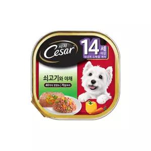 시저 강아지 사료 캔 14세+ 쇠고기와야채 24캔