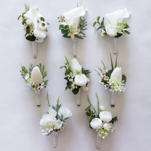Boutonn ere 화이트 손목 코사지 신부 들러리 웨딩 장식 신부 꽃 액세서리