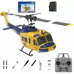LETGDIYMOC RC ERA C032 UH-1 휴이 헬리콥터 1/48 스케일 6CH 2.4G 플라이바리스 자이로 안정화 항공기