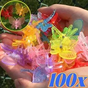 100/10x 정원 식물 클립 나비 잠자리 클램프 난초 지원 고정 등반 포도 나무 줄기