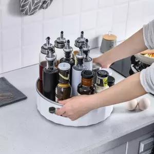 화장대 정리 통정리 회전 원형 정리대 조미료 수납대 다용도 회전수 화장품 트레이 양념통