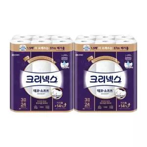 크리넥스 천연펄프 3겹 데코앤소프트, 37m, 24롤, 2개